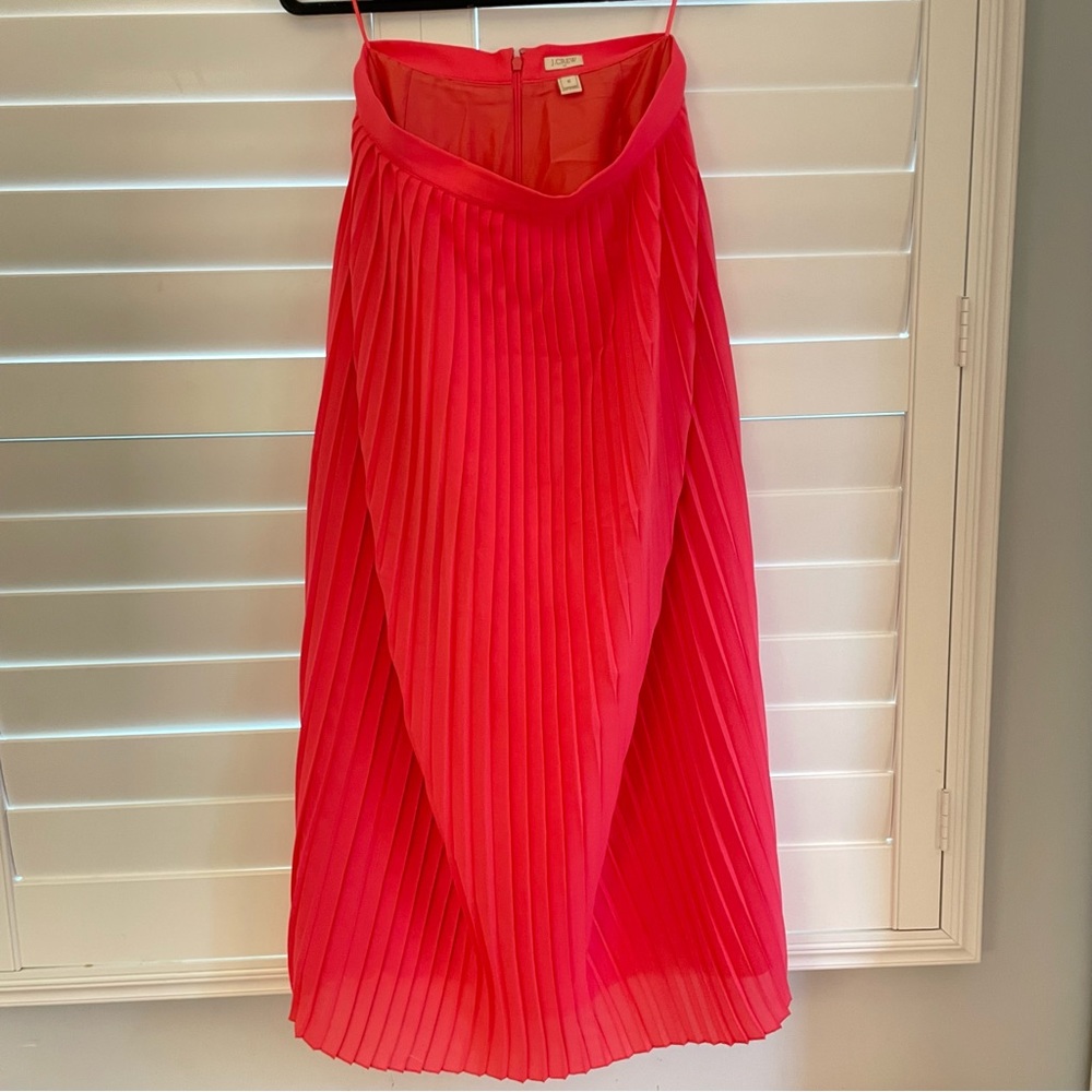 J Crew Accordion Pleated ALine MIDI Skirt Orange RedSize 6